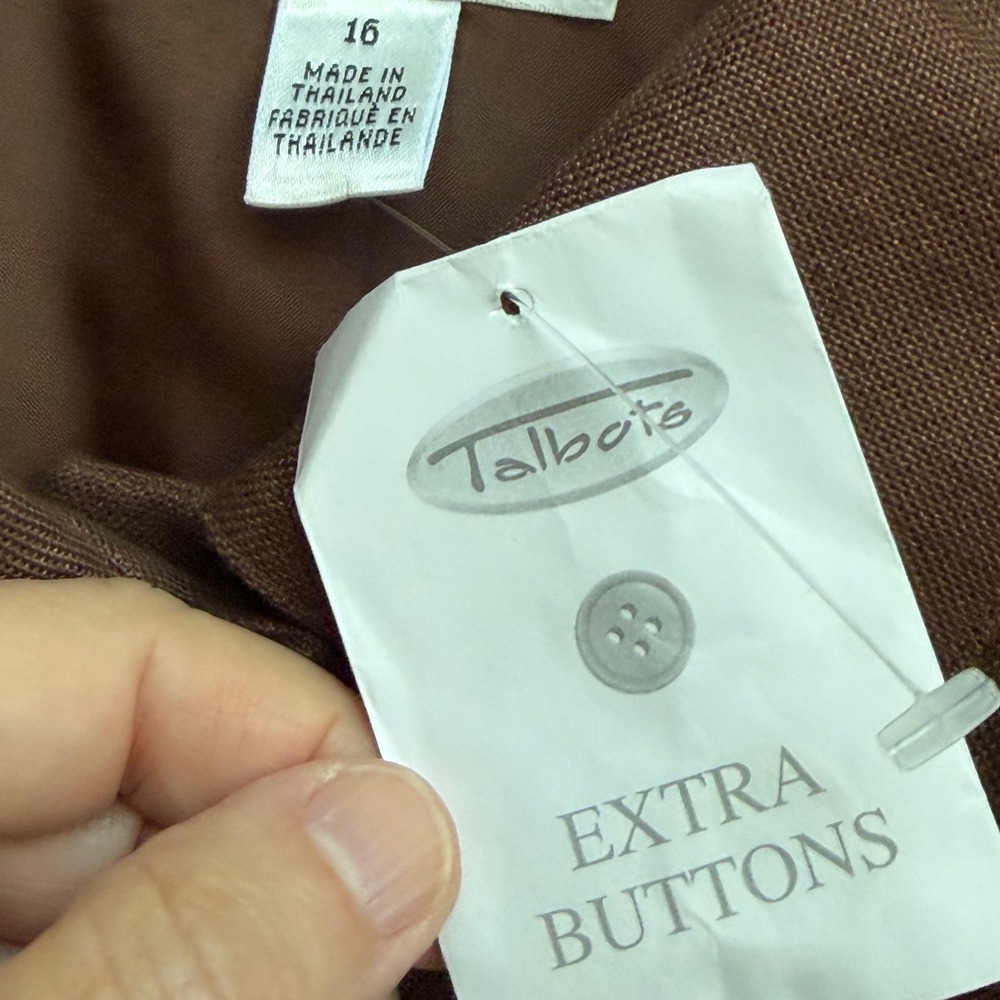 Talbots‎ Irish Linen Safari Field Jacket Womens 16 Chocolate Brown Utilty Blazer - Picture 6 of 11